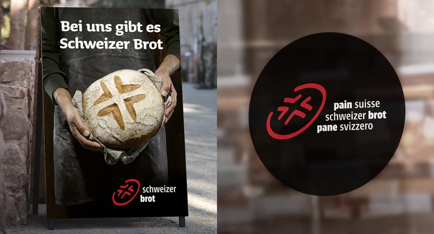 Schild und Aufkleber mit Logo Schweizer Brot